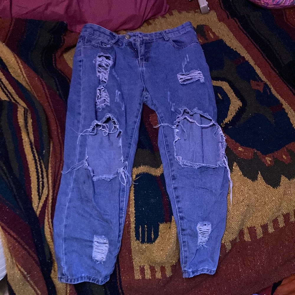 Distressed mom jeans